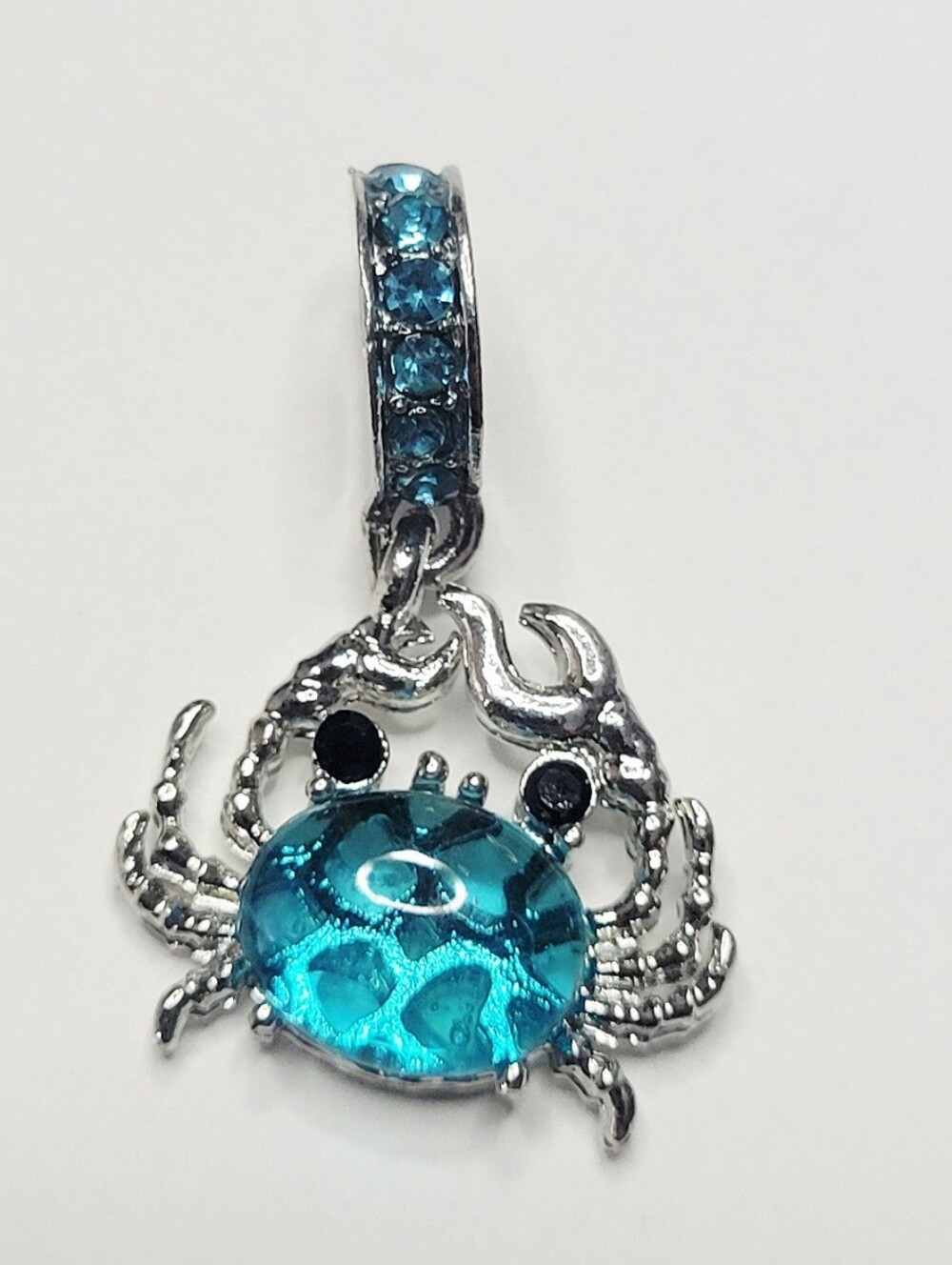 NWT For Pandora Charm Bracelet Blue Silver Color Crab Rhinestone Dangle Charm